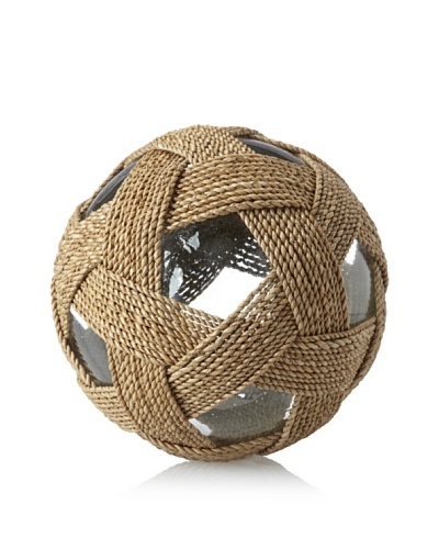 Seaside Lampakanai-Wrapped Glass Ball, Natural/Clear, XLarge