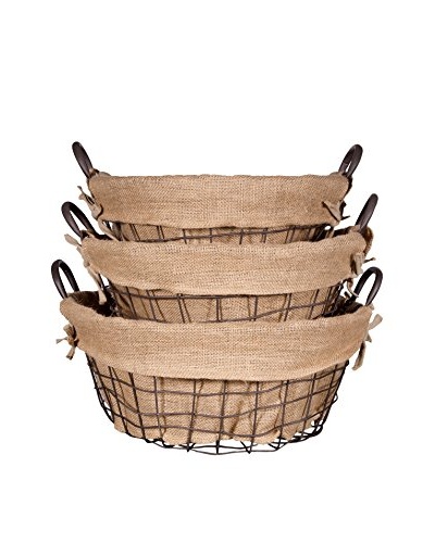 Set of 3 Farmhouse Round School Baskets