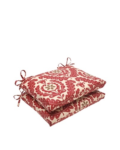Waverly Sun-n-Shade Set of 2 Meridian Henna Seat Cushion [Red/Brown/Tan]