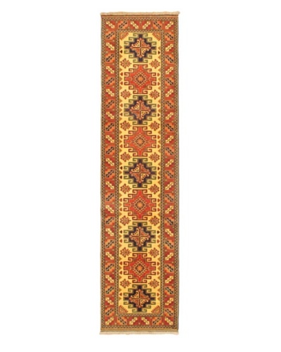 Hand-knotted Uzbek Kargahi Traditional Runner Wool Rug, Brown, 2' 9 x 11' 2 Runner