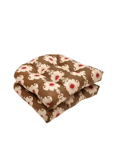 Waverly Sun-n-Shade Set of 2 Rise and Shine Henna Wicker Seat Cushion [Red/Brown/Tan]