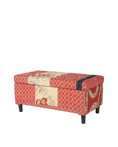One of a Kind Kantha Storage Bench, Red Multi
