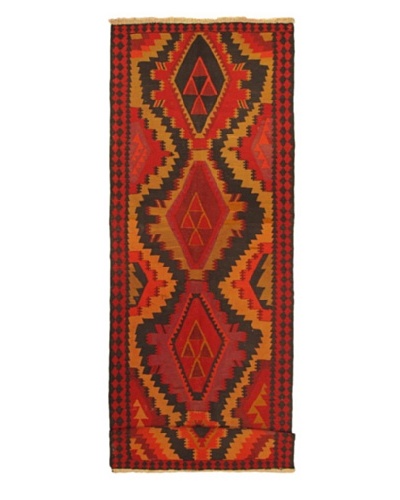 Hand woven Kashkoli Kilim Transitional Runner Wool Kilim, Beige/Navy, 14' 3 x 4' 1 Runner