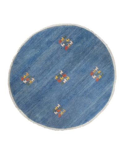 Hand-Knotted Gabbeh Modern Round Wool Rug, Blue, 6' 4 Round