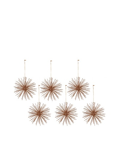 Set of 6 Starburst Wire Ball Ornaments