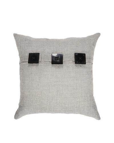 Hessian Linen Lounge Pillow, Black/Taupe, 21 x 21