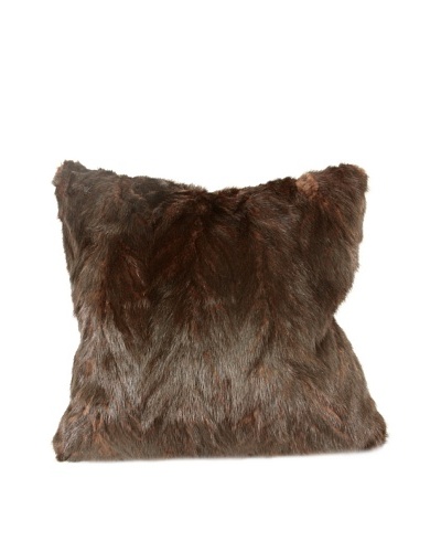 Upcycled Mink Pillow, Brown, 18 x 18