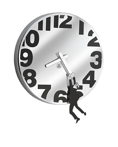 Metal Wall Clock with Man Hanging, 12