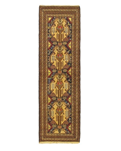 Hand-knotted Rizbaft Traditional Runner Wool Rug, Navy, 2' 9 x 9' 4 Runner
