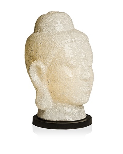 Bembe Mosaic Glass Buddha Head Lamp, White, Large