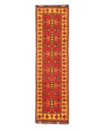 Hand-knotted Uzbek Kargahi Modern Runner Wool Rug, Dark Copper, 2' 9 x 9' 8 Runner