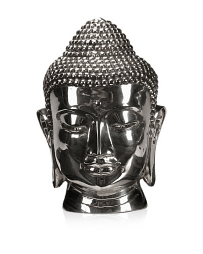 Buddha Head Sculpture, Silver