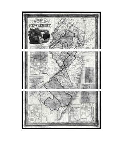 Oliver Gal Squires Map of New Jersey 1836 Triptych Canvas Art