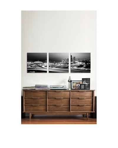 Seattle Streets Panoramic Giclée Canvas Print Triptych
