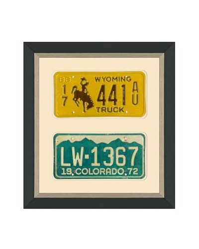 Framed Vintage Wyoming & Colorado License Plates