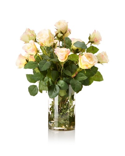 Yellow Long Stem Roses in Glass