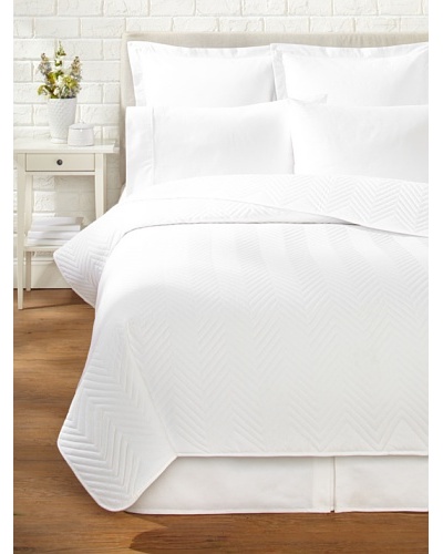 Percale Quilted Coverlet, White, Queen