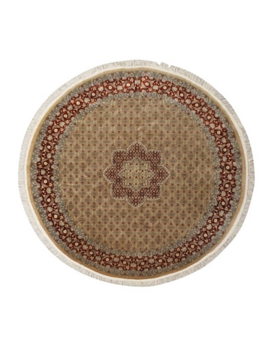 Hand-Knotted Tabriz Oriental Rug, Dark Copper/Light Khaki, 8' x 8' 4 Round