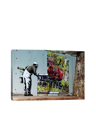 Banksy Graffiti Wallpaper Hanging Canvas Print