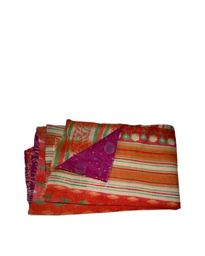 Large Vintage Karishma Kantha Throw, Multi, 60″ x 90″