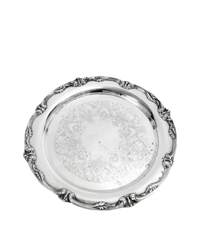 Vintage Baroque Round Silver Serving Tray, c.1930s