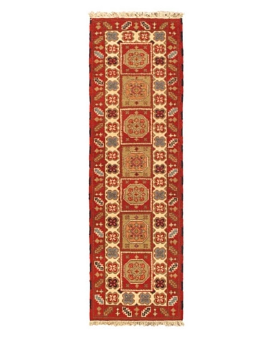 Hand-knotted Royal Kazak Traditional Runner Wool Rug, Red, 2' x 6' 8 Runner