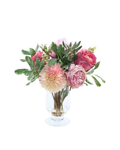 Garden Flowers in Glass Vase, Pink, 14