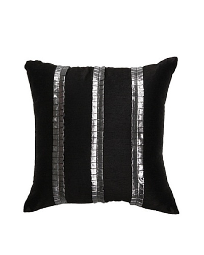 Pleat Pillow, Black/Silver, 18 x 18