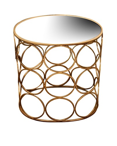 Iron Circle Accent Table, Antique Gold