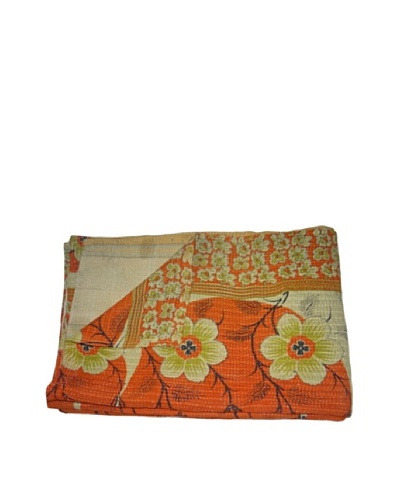 Vintage Pushpa Kantha Throw, Multi, 60 x 90