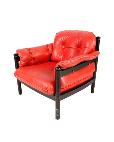Swedish Modern Armchair, Red/Black