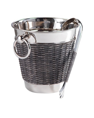 Woven Cane Wine Chiller with Ice Tongs
