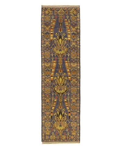 Hand-knotted Rizbaft Traditional Runner Wool Rug, Navy, 2' 5 x 8' 8 Runner
