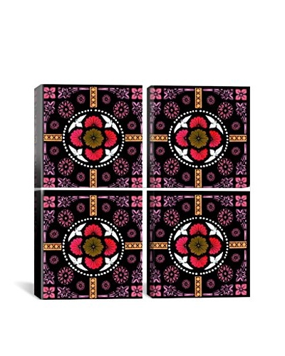 Blood Flowers Stained Glass Quadric Giclée On Canvas