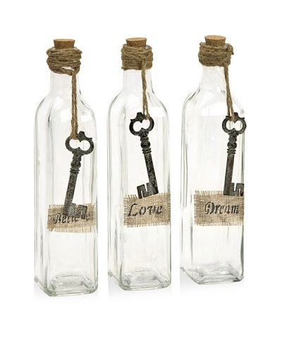 Set of 3 Magdaline Inspirational Glass Bottles