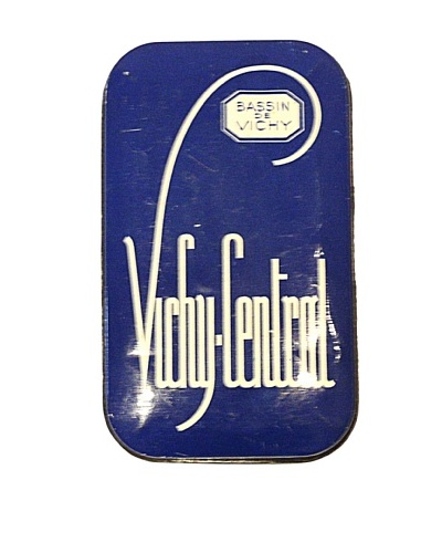 Vintage Vichy-Central Bassin de Vichy Tin, Blue/White