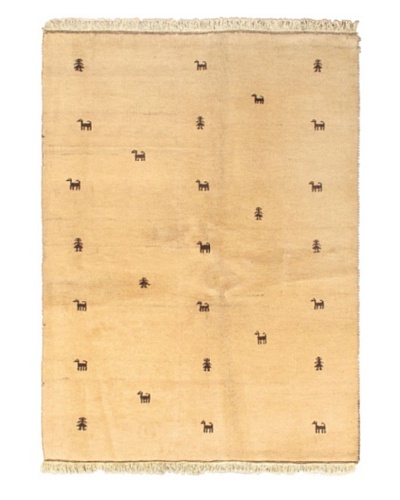 Hand-Knotted Indian Gabbeh Wool Rug, Light Camel, 4' 1 x 6' 5