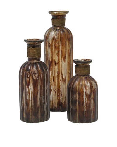Set of 3 Palencia Bottles, Brown