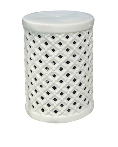 Ceramic Basket Weave Garden Stool