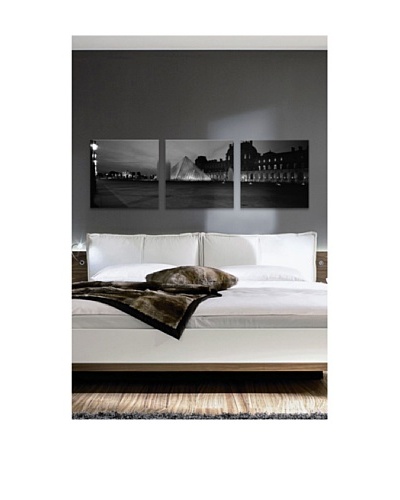 Louvre Pyramid Panoramic Giclée Canvas Print Triptych