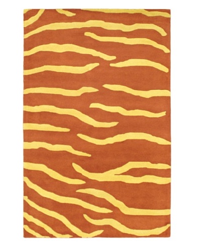 Handmade Trek Rug, Dark Orange/Gold, 5' x 8'