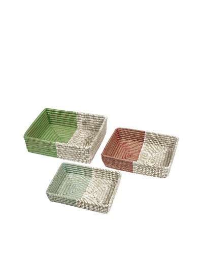 Set of 3 Assorted Harvey Two-Tone Woven Trays