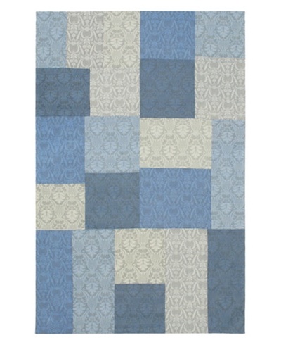 Handmade Collage Rug, Light Blue/Pale Dull Blue, 5' x 8'