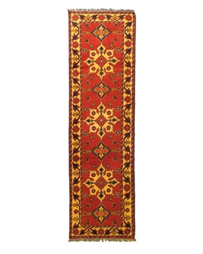 Hand-knotted Uzbek Kargahi Traditional Runner Wool Rug, Red, 2' 9 x 9' 6 Runner