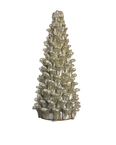 8 Pine Cone Ceramic Tree, Ivory/ Gold