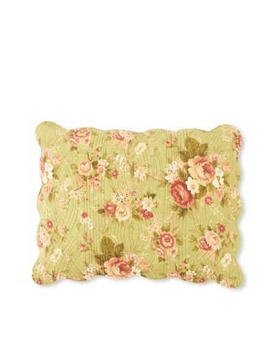 Erin's Rose Pillow Sham, Green, Standard