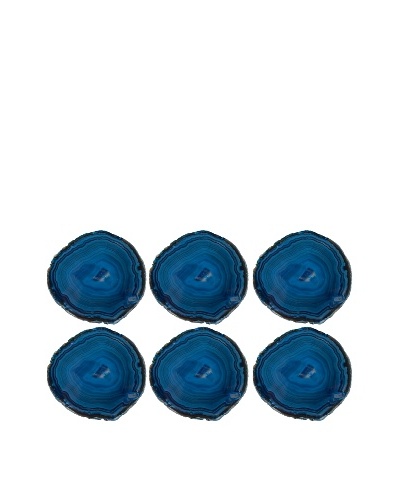 6pk Brazilian Agate Crystal Coaster Set, Blue