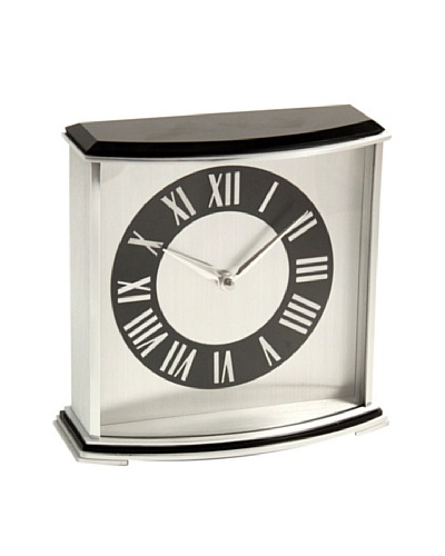 Square Desk Clock, Black/Silver