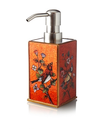 Reverse-Painted Glass Liquid Soap Dispenser, Red