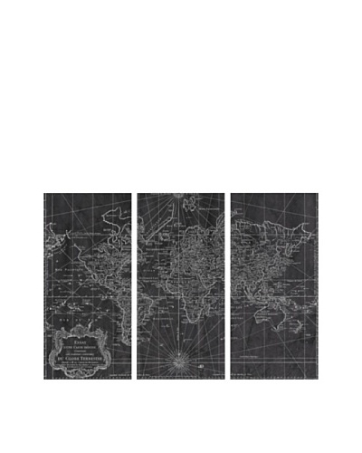 Oliver Gal World Map 1778 Triptych Canvas Art